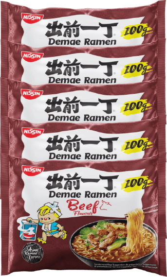 Food Waste bekämpfen - Nissin DEMAE RAMEN Beef MP5 5x100g