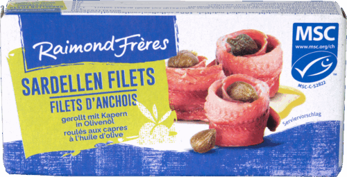 Raimond Frères MSC Sardellen gerollt mit Kapern in Olivenöl 50g