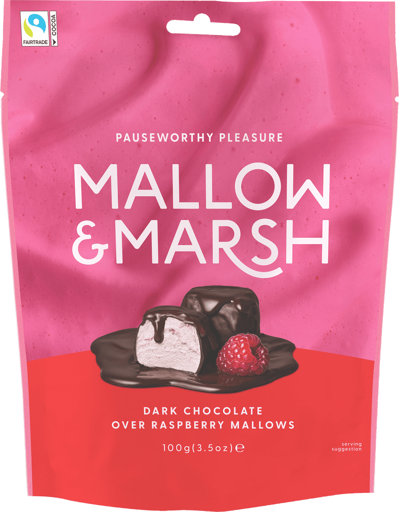 Food Waste bekämpfen - Mallow & Marsh Himbeer Marshmallows mit dunkler Schokolade 100g