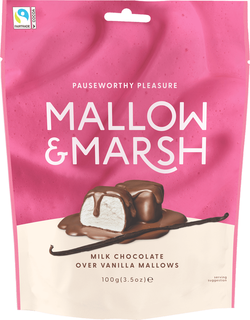 Food Waste bekämpfen - Mallow & Marsh Vanille Marshmallows mit Milchschokolade 100g