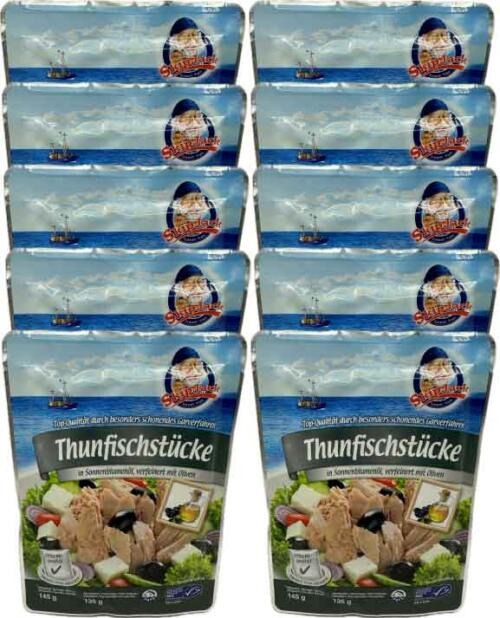 Skipjack MSC Thunfischstücke mit schwarzen Oliven 10x145g