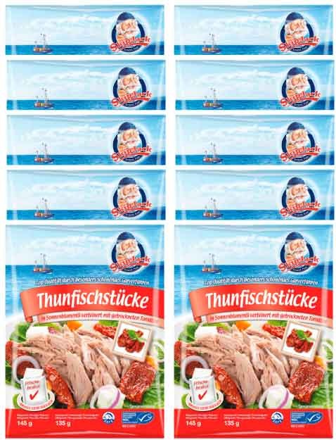 Food Waste bekämpfen - Skipjack MSC Thunfischstücke mit getrockneten Tomaten 10x145g