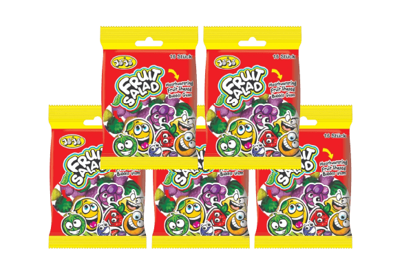 Food Waste bekämpfen - Jojo Fruit Salad Kaugummi 5x80g -16 Stk. einzeln verpackt