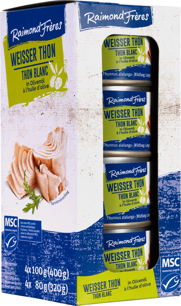 Food Waste bekämpfen - Raimond Frères MSC Weisser Thon (Albacore ) Olivenöl 4x100g