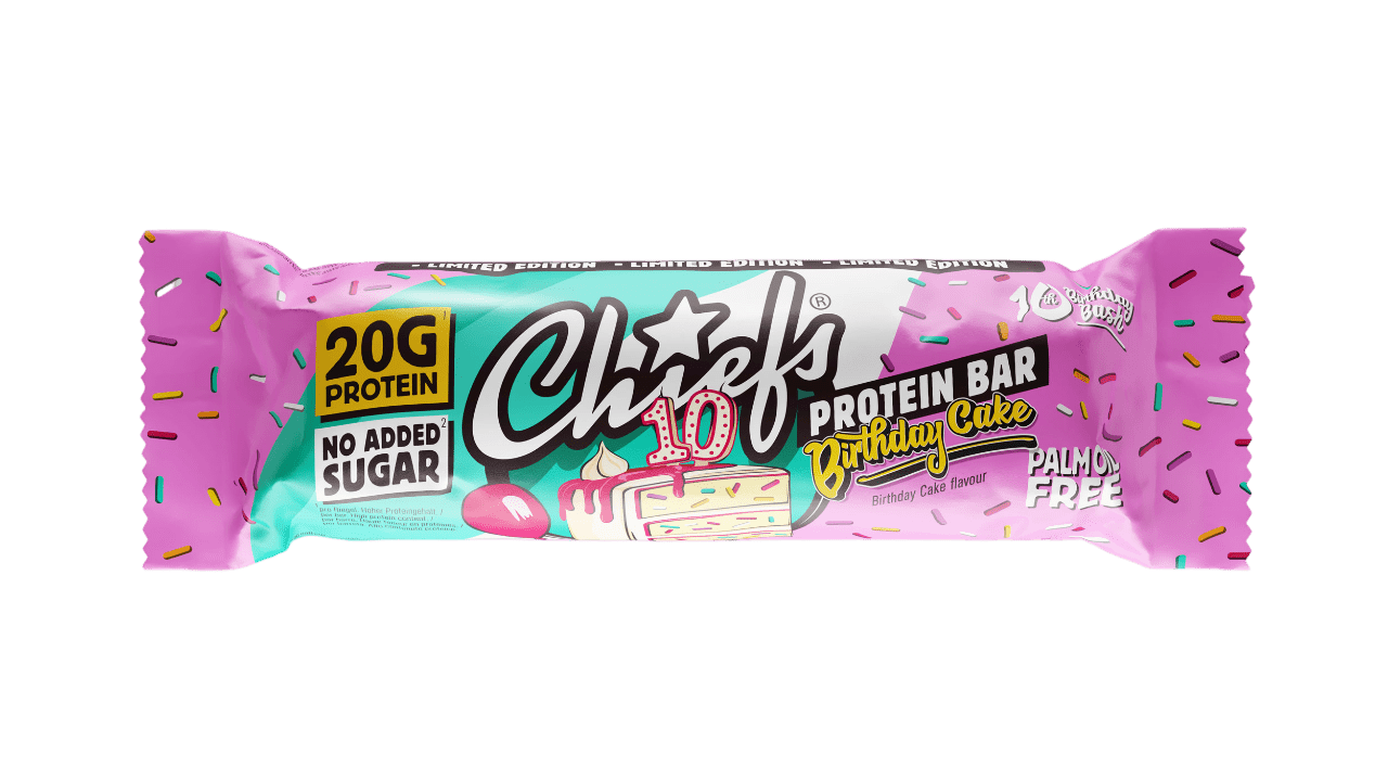 Food Waste bekämpfen - Chiefs Protein Bar Birthday Cake 55g