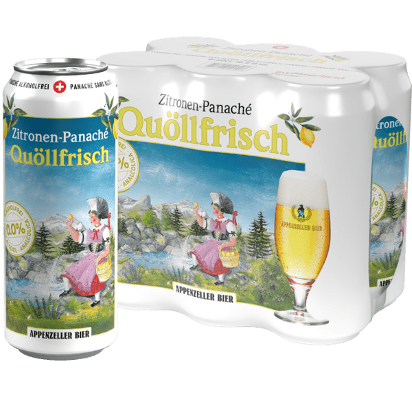 Food Waste bekämpfen - Appenzeller Bier Quöllfrisch Zitronen Panaché Alkoholfrei 6x50cl