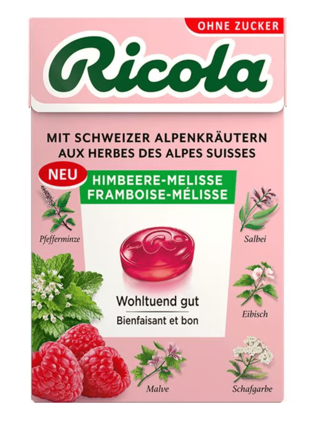 Food Waste bekämpfen - Ricola Bonbons Himbeermelisse ohne Zuckerzusatz 17.5g