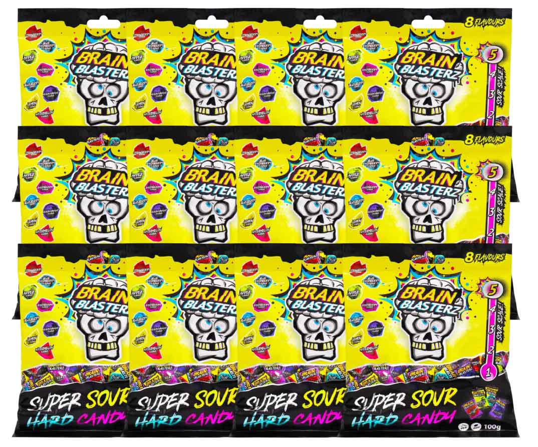 Food Waste bekämpfen - Brain Blasterz Super Sour Hard Candy 12x100g
