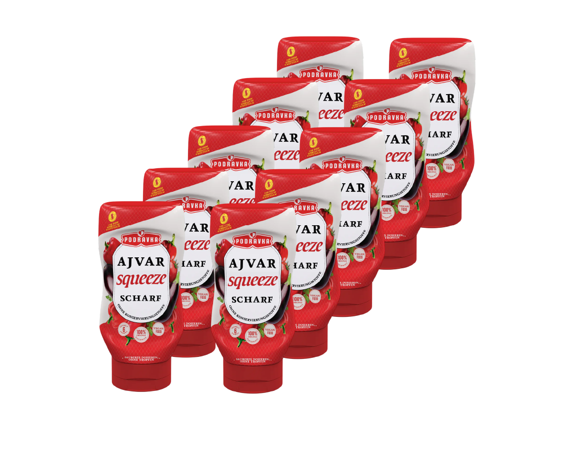 Food Waste bekämpfen - Podravka Ajvar Squeeze scharf 10x310g
