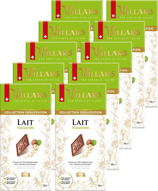 Food Waste bekämpfen - Villars Tafelschokolade Milchschokolade mit Haselnussstückchen 10x100g Food Waste bekämpfen - Villars Tafelschokolade Milchschokolade mit Haselnussstückchen 10x100g