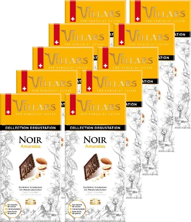 Food Waste bekämpfen - Villars Tafelschokolade Zartbitterschokolade mit Mandelstückchen 10x100g Food Waste bekämpfen - Villars Tafelschokolade Zartbitterschokolade mit Mandelstückchen 10x100g